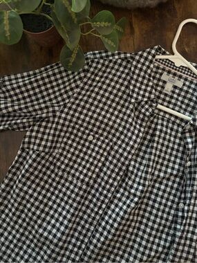 croft & barrow Black and White Gingham Button-Up Blouse